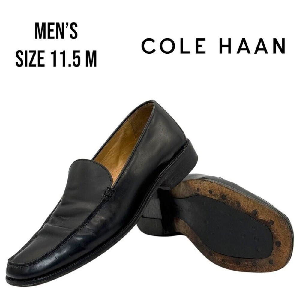 Cole Haan Loafers Black Leather Men's Size 11.5M Dress Shoes Classic Slip-On